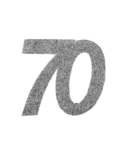 Deco. Mesa Plata Brillante Numero 70 6X6cm Carton ***OFERTA DTO NO ACUMULABLE