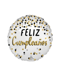 18/45cm Feliz Cumpleaños Negro/Plata/Oro