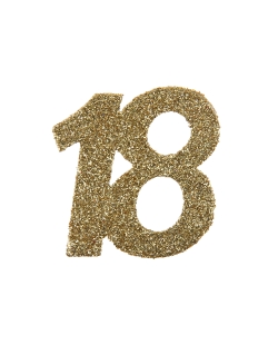 Deco. Mesa Oro Brillante Numero 18 6.5X7.5cm Carton ***OFERTA DTO NO ACUMULABLE