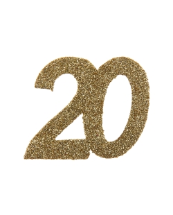 Deco. Mesa Oro Brillante Numero 20 6.5X7.5cm Carton ***OFERTA DTO NO ACUMULABLE