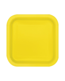 Platos 22,5cm Cuadrado Amarillo Carton ***OFERTA DTO NO ACUMULABLE