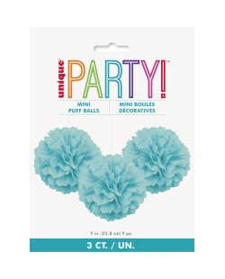 Deco Mini Pompones Tisu Turquesa
