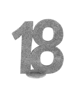 Centro Mesa Plata Brillante Numero 18 11X10cm Poliestireno ***OFERTA DTO NO ACUMULABLE