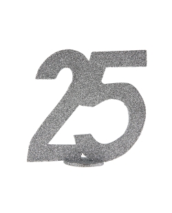 Centro Mesa Plata Brillante Numero 25 11X10cm Poliestireno ***OFERTA DTO NO ACUMULABLE