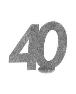 Centro Mesa Plata Brillante Numero 40 11X10cm Poliestireno ***OFERTA DTO NO ACUMULABLE