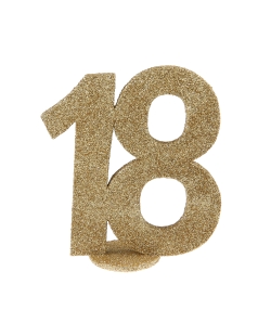 Centro Mesa Oro Brillante Numero 18 11X10cm Poliestireno ***OFERTA DTO NO ACUMULABLE