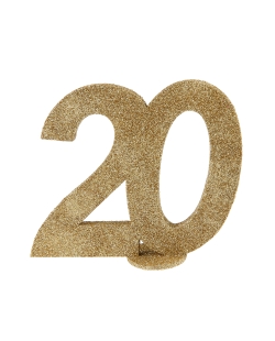 Centro Mesa Oro Brillante Numero 20 11X10cm Poliestireno ***OFERTA DTO NO ACUMULABLE