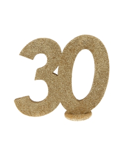 Centro Mesa Oro Brillante Numero 30 11X10cm Poliestireno ***OFERTA DTO NO ACUMULABLE