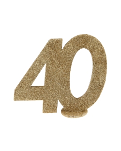 Centro Mesa Oro Brillante Numero 40 11X10cm Poliestireno ***OFERTA DTO NO ACUMULABLE
