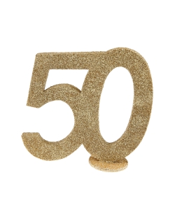 Centro Mesa Oro Brillante Numero 50 11X10cm Poliestireno ***OFERTA DTO NO ACUMULABLE