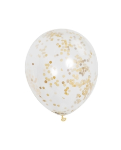 Globos Latex 30,5cm Transparentes Confeti Oro