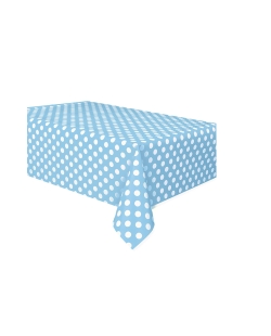 Mantel Puntos Plastico Azul Pastel 1,37X2,74m