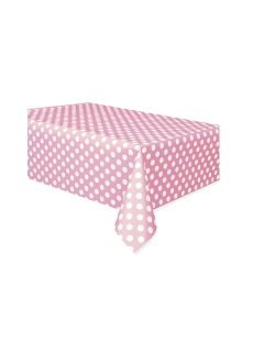 Mantel Puntos Plastico Rosa Pastel 1,37X2,74m