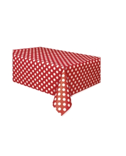 Mantel Puntos Plastico Rojo 1,37X2,74m
