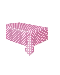 Mantel Puntos Plastico Fucsia 1,37X2,74m