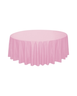 Mantel Plastico Redondo Rosa Pastel 2,13M ***OFERTA DTO NO ACUMULABLE