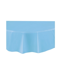 Mantel Plastico Redondo Azul Pastel 2,13M ***OFERTA DTO NO ACUMULABLE