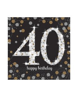 Servilletas Celebracion Brillante Edad 40 - 2 capas de Papel 