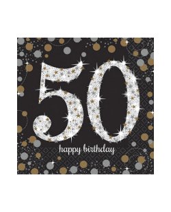 Servilletas de celebracion sparkling de 50 años - 33cm 
