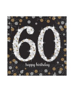Servilletas para Almuerzo Edad 60 Celebracion Sparkling - 2 capas de papel 