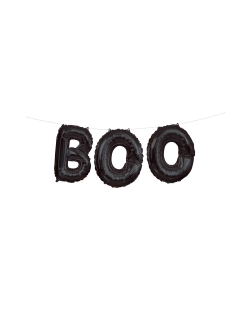 Kit Guirnalda Globos Foil Letras Boo Negro 35,5cm