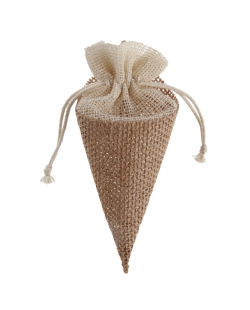Contenedor Cono Tela Natural 7.5 X 16cm Yute ***OFERTA DTO NO ACUMULABLE