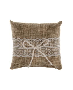 Cojin Anillos Natural 12 X 12cm Yute. Poliester Y Cuerda ***OFERTA DTO NO ACUMULABLE