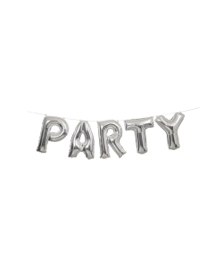 Kit Guirnalda Letras Party Plata Foil 35,5cm