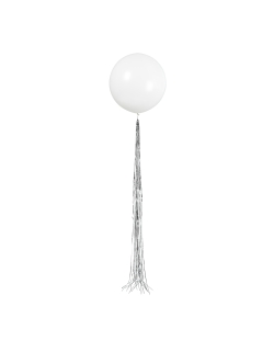 Globo Latex 61cm Blanco Cola Plata