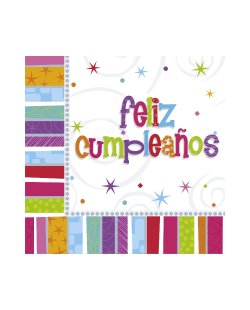 Servilleta Mediana 33X33 Radiant Bday Feliz Cumpleaños ***OFERTA DTO NO ACUMULABLE