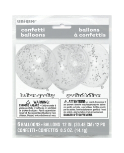 Globos Latex 30,5cm Transparentes Confeti Plata