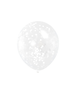 Globos Latex 30,5cm Transparentes Confeti Blanco