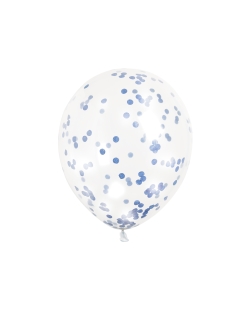 Globos Latex 30,5cm Transparentes Confeti Azul Real