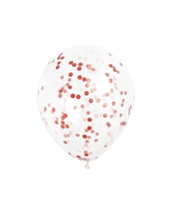 Globos Latex 30,5cm Transparente Confeti Rojo Rubi