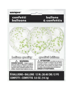 Globos Latex 30,5cm Transparente Confeti Verde Lima