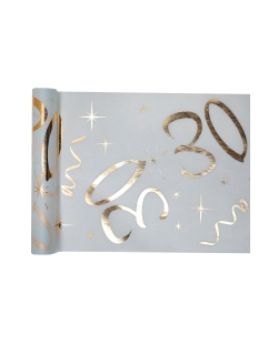 Camino Mesa Blanco Numero 30 Oro 30cm X 5m Tejido No Tejido Poliester ***OFERTA DTO NO ACUMULABLE