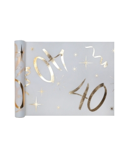 Camino Mesa Blanco Numero 40 Oro 30cm X 5m Tejido No Tejido Poliester ***OFERTA DTO NO ACUMULABLE