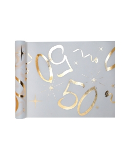 Camino Mesa Blanco Numero 50 Oro 30cm X 5m Tejido No Tejido Poliester ***OFERTA DTO NO ACUMULABLE