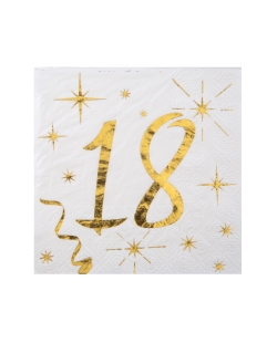Servilletas Blanco Numero 18 Oro 25X25cm Papel 3 Capas ***OFERTA DTO NO ACUMULABLE