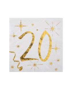 Servilletas Blanco Numero 20 Oro 25X25cm Papel 3 Capas ***OFERTA DTO NO ACUMULABLE
