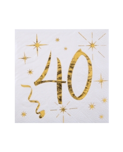 Servilletas Blanco Numero 40 Oro 25X25cm Papel 3 Capas ***OFERTA DTO NO ACUMULABLE