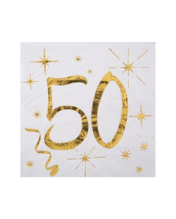 Servilletas Blanco Numero 50 Oro 25X25cm Papel 3 Capas ***OFERTA DTO NO ACUMULABLE