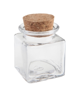 Tarro Cuadrado Transparente 4X4X6cm Vidrio Y Corcho ***OFERTA DTO NO ACUMULABLE