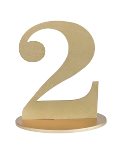 Centro Mesa Oro Numero 2 14X9.5X17cm Madera ***OFERTA DTO NO ACUMULABLE