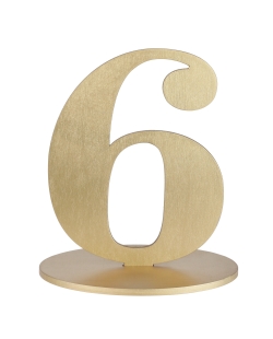 Centro Mesa Oro Numero 6 14X9.5X17cm Madera ***OFERTA DTO NO ACUMULABLE