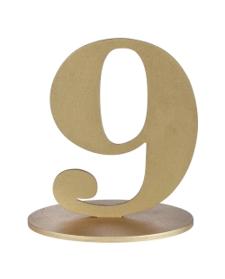 Centro Mesa Oro Numero 9 14X9.5X17cm Madera ***OFERTA DTO NO ACUMULABLE