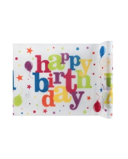 Camino Mesa Happy Bday Multic. 30cm X 5m Tejido No Tejido Poliester ***OFERTA DTO NO ACUMULABLE
