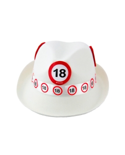 Sombrero Fieltro Blanco Señal Trafico Nº 18 Poliester