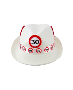 Sombrero Fieltro Blanco Señal Trafico Nº 30 Poliester