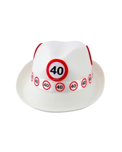 Sombrero Fieltro Blanco Señal Trafico Nº 40 Poliester